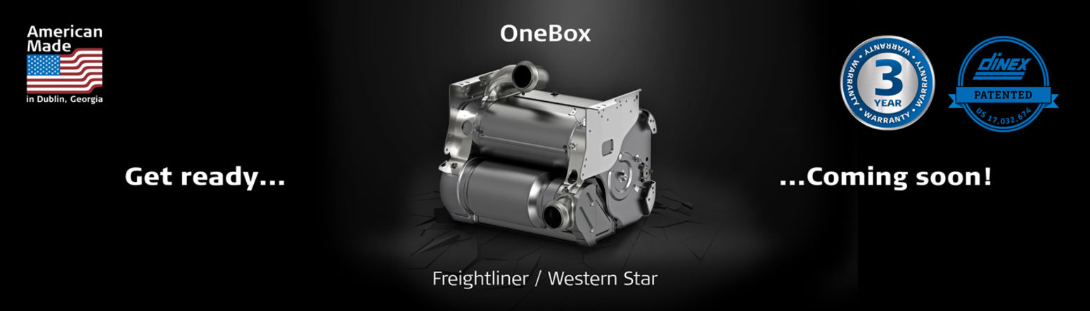 Dinex OneBox exhaust solution used on Freightliner and Western Star trucks