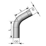 60° Exhaust Bend, OD/ID=70/70.3, L=200, ALU