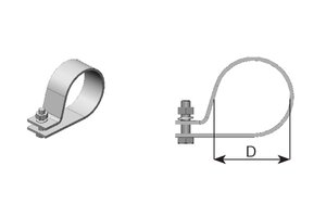 Pipe Clamp, Ø=110 / L=40 mm, M12, ZINC