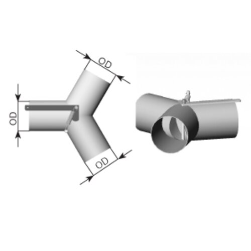 TUBE UNIVERSEL-T-COUDE WITH VALVE 114-3MM SS