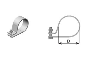 Pipe Clamp, Ø=120 / L=40, M12, ZINC