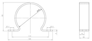 Pipe Bracket, Ø=90 / L=115, ZINC