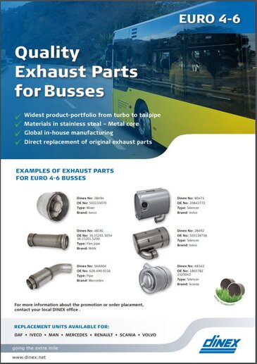 Dinex exhaust spare parts for EURO IV & V Buses