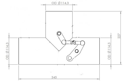 TUBE UNIVERSEL-T-COUDE WITH VALVE 114-3MM SS