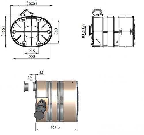 Silencer w. SCR for Volvo E-line