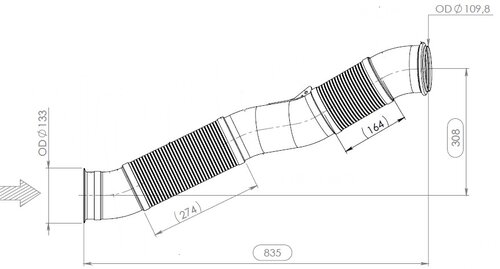 Exhaust Pipe w. Flex, D3S, Scania