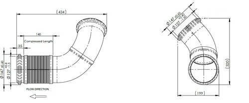 Exhaust Pipe w. Flex, D2S+, Volvo