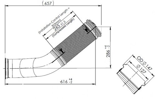 Exhaust Pipe w. Flex, D3S, Volvo