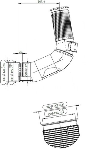 Exhaust Pipe w. Flex, D2S+, Scania