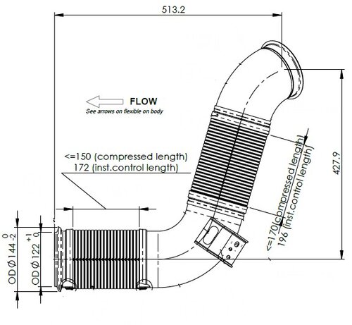 Exhaust Pipe w. Flex, D2S+ for Scania