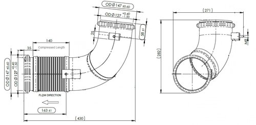 Exhaust Pipe w. Flex, D2S+, Volvo