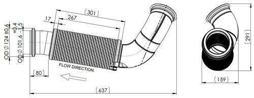 Exhaust Pipe w. Flex, D2S, Renault/Volvo