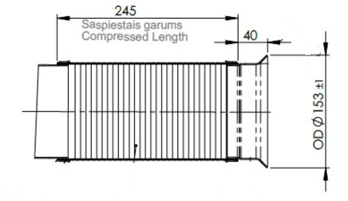 Exhaust Pipe w. Flex, D2S+, Mercedes