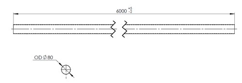 Exhaust Pipe, OD=80 / L=6000, ALU