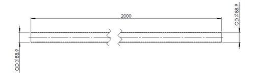 Exhaust Pipe, OD=88.9 / L=2000, INOX