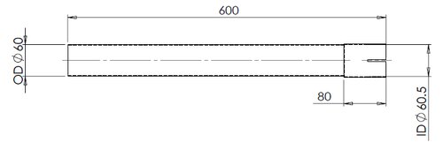 Extension Pipe, OD/ID= 60/60.5 / L=600, ALU