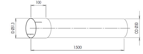 Extension Pipe, OD/ID=50/51.3 / L=1500, ALU