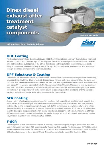 Dinex diesel exhaust aftertreatment catalyst components