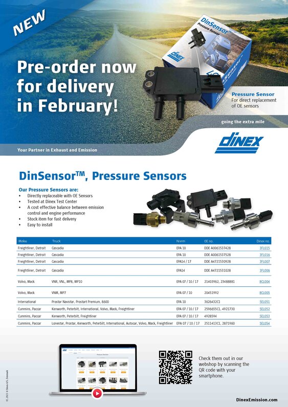PRE-ORDER Dinex pressure sensors - North America