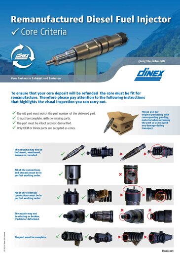 Dinex Remanufactured Diesel Fuel Injector - Core Criteria