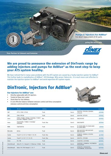 Dinex Injector and Pumps for AdBlue - EU