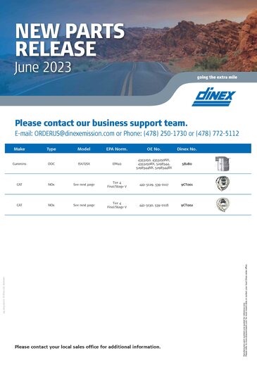 Dinex Emission Inc. - New part's release June 2023
