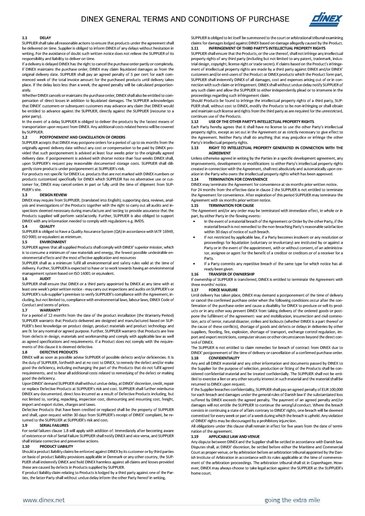 DINEX GENERAL TERMS AND CONDITIONS OF PURCHASE