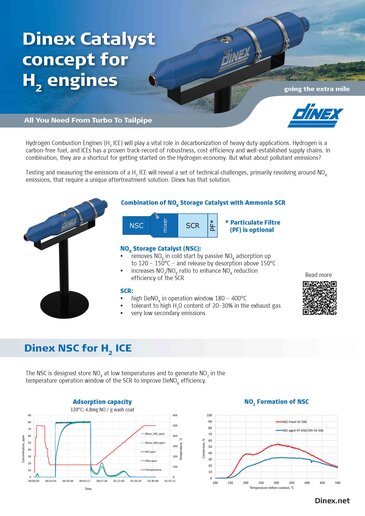 Dinex datasheet of catalyst concept for H2 engines