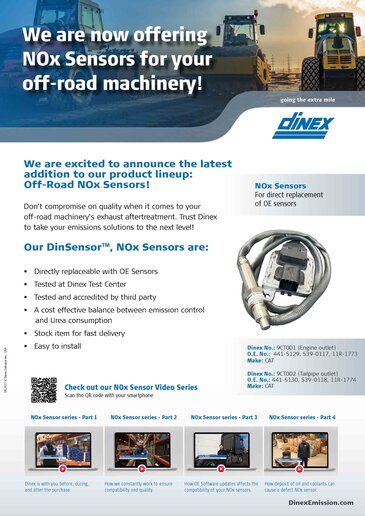 Dinex are now offering NOx Sensors for your off-road machinery!