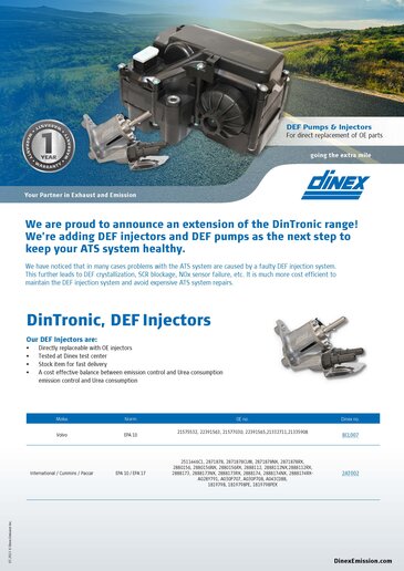 Dinex DEF Injector and Pumps - North America