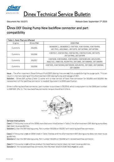 Bulletin for Dinex DEF Pumps - North America