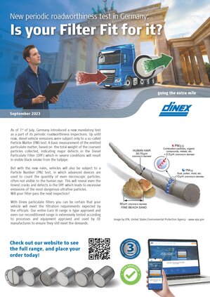 Dinex article: New periodic roadworthiness test in Germany: Is your Filter Fit for it?