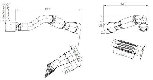 Exhaust Pipe w. bellow for Mercedes