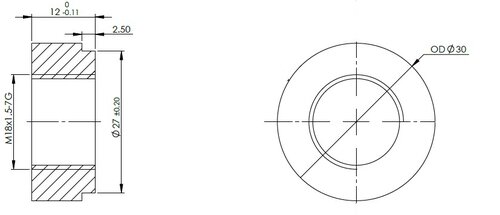 Sensor Bushing, M18x1.5