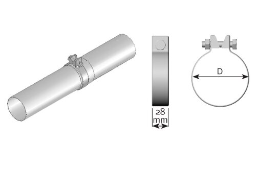 Heavy Duty Clamp, Ø =73.5-75.5 mm, ALU