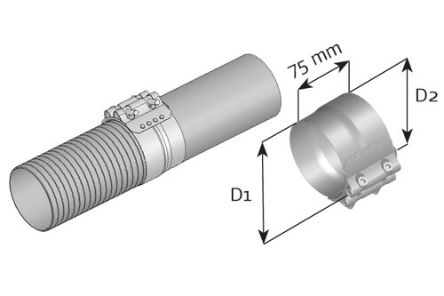 FlexFit Clamp, Ø=60-65 / L=75 mm, INOX