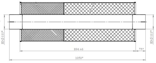 Absorption Silencer for Scania, Ø=300, L=1050 mm, ALU