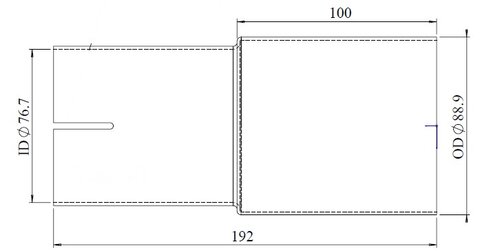 Pipe Adaptor, ID/OD=76.7/88.9 L= 200, ALU