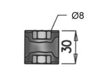 Rubber Mounting for Iveco, Ø=30 / L=30, M8, ZINC