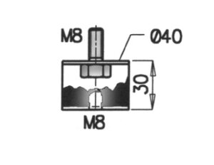 Rubber Mounting for MAN, Ø=40 / L=53, M8, ZINC