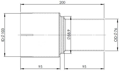 Pipe Adaptor, ID/OD=103/76 L= 200, ALU