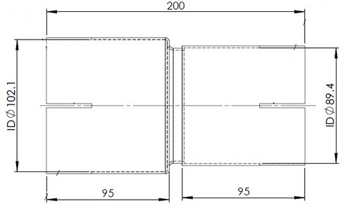 Pipe Adaptor ID/ID=89.4/102.1 L=200, ALU