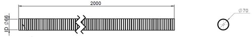 Flex Pipe, D2S, OD/ID=70/66  L=2000, ZINC