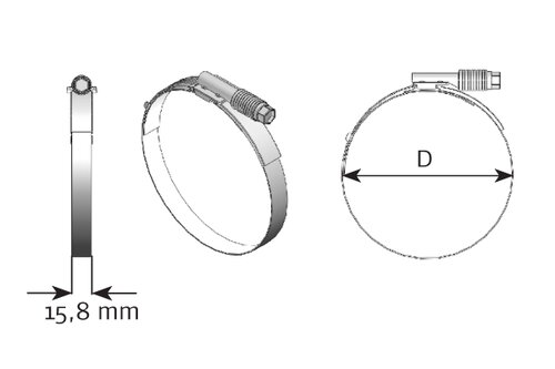 CT Band Clamp for Volvo, Ø=57-79 / L=15.8 mm, INOX