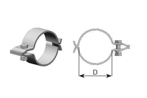 Hinged Clamp, Ø=124.5 / L=40, ZINC