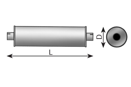 SILENCIEUX -UNIVERSEL-TORPEDO MUFFLER 184X800/ 90MM