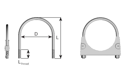 U-Bolt Clamp for Nissan, Ø=57 / L=85, M8, ZINC