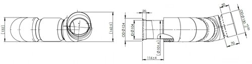 Insulated Exhaust Pipe, w. Bellow for Mercedes