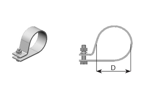 Pipe Clamp, Ø=75 / L=40 mm, M10, ZINC