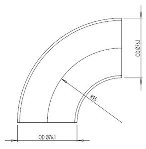 90ø Elbow Cast OD=76.1 / T=2.9, SPD